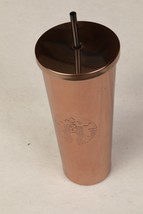 2017 Starbucks 24oz Metallic Rose Gold Cold Tumbler With Lid and Straw Venti - $24.03