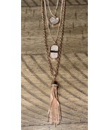 Guess Necklace Three Layer Rose Gold Heart Tassel - $23.02 CAD
