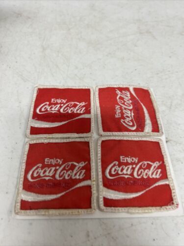 Lot of 4  3" Coca-Cola Red Square Patches "Enjoy Coca-Cola" - £22.15 GBP