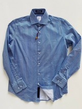 Robert Graham Herringbone Long Sleeve Button Shirt Blue/White ( S ) - $148.47