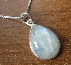 Blue Moonstone Teardrop 925 Sterling Silver Pendant Corona Sun Jewelry a204e - £13.66 GBP