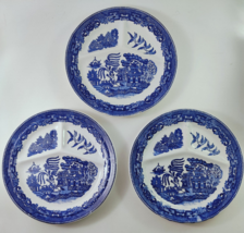 SET OF 3 Blue Willow Divided Dinner Grill Plates Made In Japan - £31.25 GBP