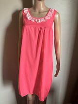 NWOT VINTAGE 70s SIDNEY BERNSTEIN PINK WHITE LACE MEDIUM NIGHTGOWN NYLON... - $389.55 MXN