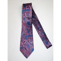 Men's 100% Silk Necktie By Bruno Piattelli Paisley Floral Fancy BP19 Pink Blue image 2