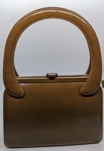 UNIQUE SHAPE 50s  Vintage Brown Leather Handbag (Bags By Supreme) Vtg Purse - £116.85 GBP