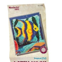WonderArt Caron Tropical Fish Latch Hook Partially Finished Art 4605 Blue 12x12&quot; - £9.88 GBP