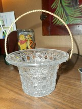 Avon Vintage Clear Glass Diamond Pattern Basket with Gold Rope Handle - £7.88 GBP