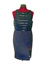 Lucy &amp; Co. Dress Black Women Size Medium Side Slit Bodycon Striped - £40.12 GBP