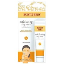 2-BURT&#39;S Bees Natural Exfoliating Clay Mask With Plum Extract 16.1g/.57 Oz New - £5.46 GBP