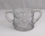 Vintage Jenkins Dahlia Clear Heavy Glass  2.75&quot; double Handled Sugar Bowl - $9.89