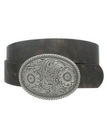 Flower Embossed Oval Buckle Vintage Strap Belt - $17.13 CAD