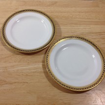 Antique Spode Copeland Majestic 2 Bread Butter Plates Gold Cobalt Chain 1900s - £36.60 GBP