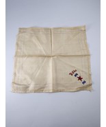 Vtg Texas Centennial Embroidered Handkerchief Hankie Beige 1836 - 1936 - $12.86