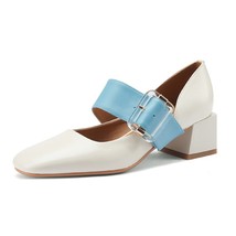 Spring Wedding Party Shoes Woman Heels Fashion Squar Etoe High Heels Pumps For W - £94.83 GBP