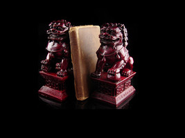 Heavy Foo Dog bookends - vintage mythical protectors -chinese guardian lions - F - £75.76 GBP