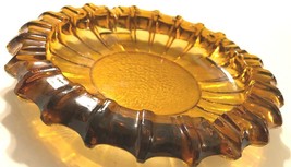1960s Fostoria Honey Amber Starburst Ribbed Vintage Pressed Glass Ashtray 9.5&quot; - £33.33 GBP