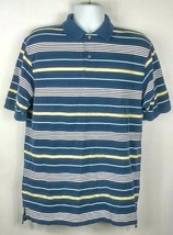 Jos. A Bank Men&#39;s Polo Shirt Medium Striped Blue Yellow White - $13.86