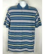 Jos. A Bank Men&#39;s Polo Shirt Medium Striped Blue Yellow White - $13.86