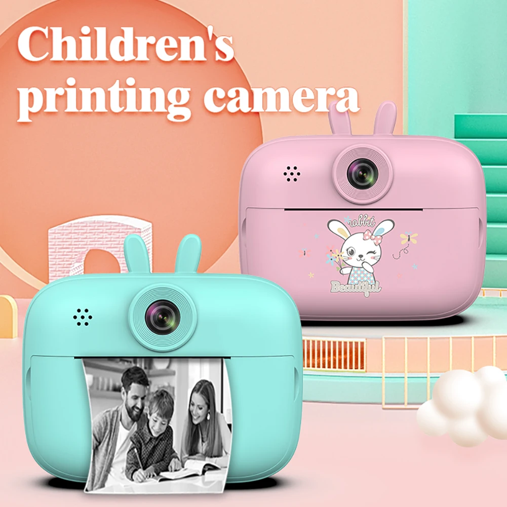Kids Instant Print Camera Instant Photo Printing Camera Cartoon Mini Cute Toy - £38.31 GBP