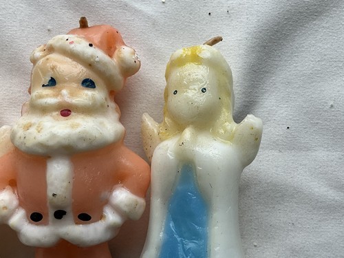 Vintage Lot Of 3 Gurley Christmas Candles Angels And Santa Item image 4