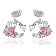 Pink crystal earrings,princess earrings,pink earrings,crystal earrings,swarovski - £20.29 GBP