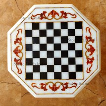 Marble Chess Board, Marble Chess Inlay Table Top 15&quot; inch, Playing Room Table To - £271.28 GBP