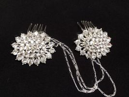 Designer Hair Pin Comb Crystal Rhinestone floral wedding bridal prom Cos... - £55.51 GBP