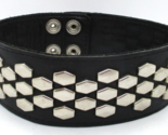 Black Leather Silver Dragon Scale 16&quot; Adjustable Collar  - $64.35