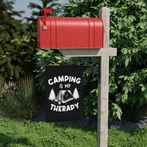 100% Polyester Camping is My Therapy Black Garden Banner, 12&quot;x18&quot;, Fade-Resistan - £17.84 GBP