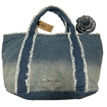 Steve Madden Y2K Tote Bag BBecki Distressed Blue Denim Flower Wristlet W... - €55,60 EUR