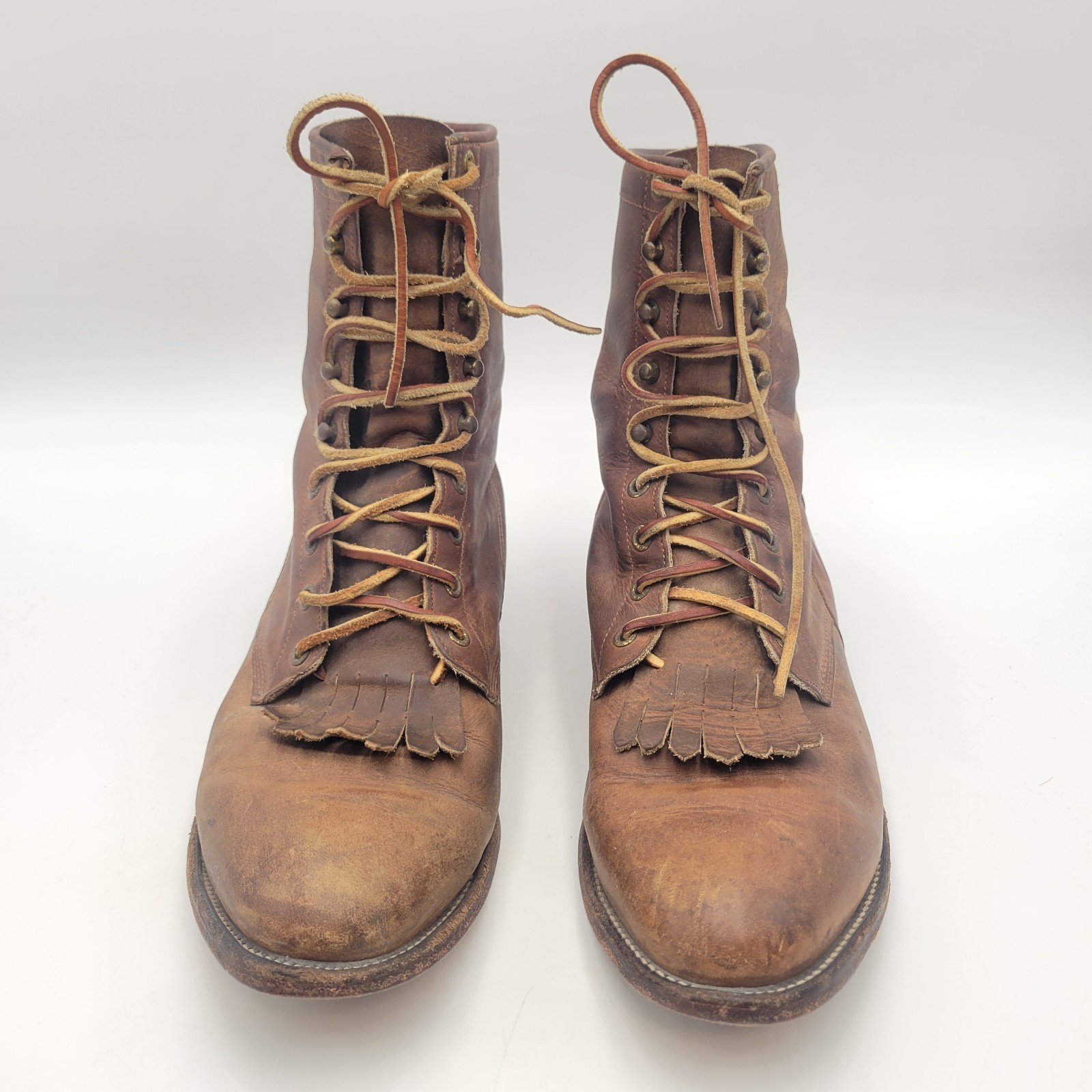 Justin Lace Up Boots Women's Size 10.5 D  Brown Leather Roper Kiltie USA Vintage Item image 5
