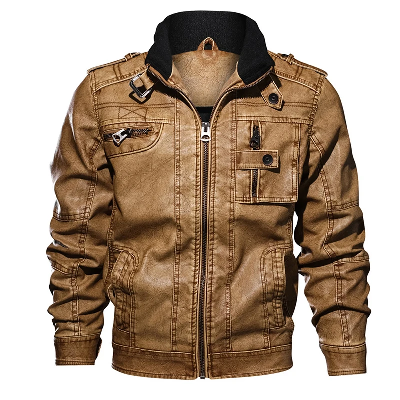 Spring Mens Leather Jackets High Quality Clic Motorcycle Jacket Male Plus  Leath - £159.38 GBP