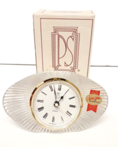 VTG Anna Hutte Bleikristall Bavarian Crystal Desk Clock Paul Sebastian Orig Box - £23.48 GBP