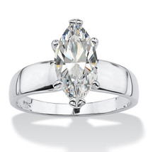 PalmBeach Jewelry 2.11 TCW Silver Marquise-Cut Cubic Zirconia Solitaire Ring - £35.82 GBP