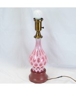 Fenton Cranberry Pink Coin Dot Lamp Base 18&quot; Tall  Vintage - $282.34 CAD