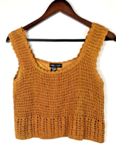Crochet Knit Crop Top Vintage Medium Large Orange Boho Hippie Festival Y2K 90s - £29.75 GBP