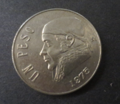 Mexico 1975 1 UN PESO Coin &amp; Coat of Arms Copper Nickel - £11.80 GBP