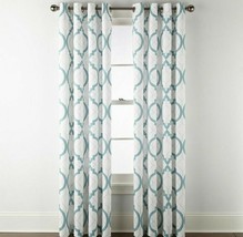 NEW (1) JCPenney JCP Quinn Geo Stone Blue Grommet Curtain Panel 50 x 84 - £40.47 GBP