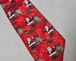 Robert Talbott Santa and His Sleigh Tie Fashion Post Men&#39;s Tie Red Backg... - $13.98