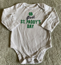 Carters Boys White Green My First St. Paddy’s Day Long Sleeve One Piece ... - $3.43