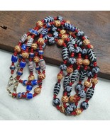 Vintage fancy feather whiteheart glass venetian style beads necklace #mx... - €39,35 EUR