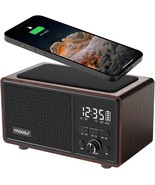 Retro Bluetooth Radio Speaker with Wireless Charging Desk Clock Bedside ... - £53.68 GBP