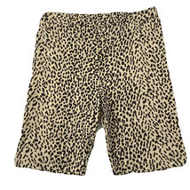 Adika Bike Shorts Womens size Small Pull On Knit Short Cheetah Print Black Khaki - £15.78 GBP