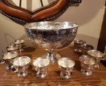 International Silver Company &#39;Vintage&#39; Silverplated Punch Bowl &amp; 10 Cups... - $549.00