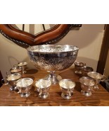 International Silver Company &#39;Vintage&#39; Silverplated Punch Bowl &amp; 10 Cups... - £431.70 GBP