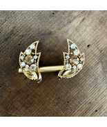 Vintage Signed Emmons Gold Topaz Citrine Color Rhinestone Big Clip Earrings - $44.95 CAD