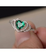 [Jewelry] Turquoise Crytal Love Heart 925 Silver Plated Ring for Woman P... - £11.18 GBP