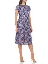 JS Collections Sz 12 Womens Robin Flounce Dress Leaf Emb Amethyst/Navy M... - £61.16 GBP