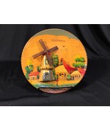 Vintage Holland 7&quot; Wooden Decorative Plate Windmill Wall Hanging - £19.97 GBP