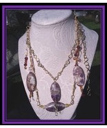 Set - Necklace w/ Amethyst w/ Matching Crystal Earrings - Elegant and Affordable - $472.74 MXN